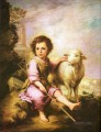 pastor niño con cordero mascota niños